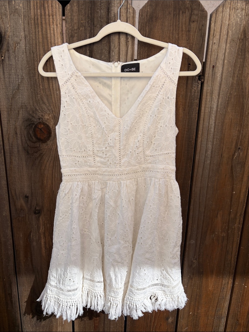DO+BE White Eyelet Tassel-Hem Girls Dress